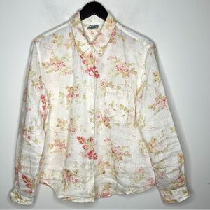 Vintage Laura Ashley Linen Floral Prairie Blouse Cottagecore